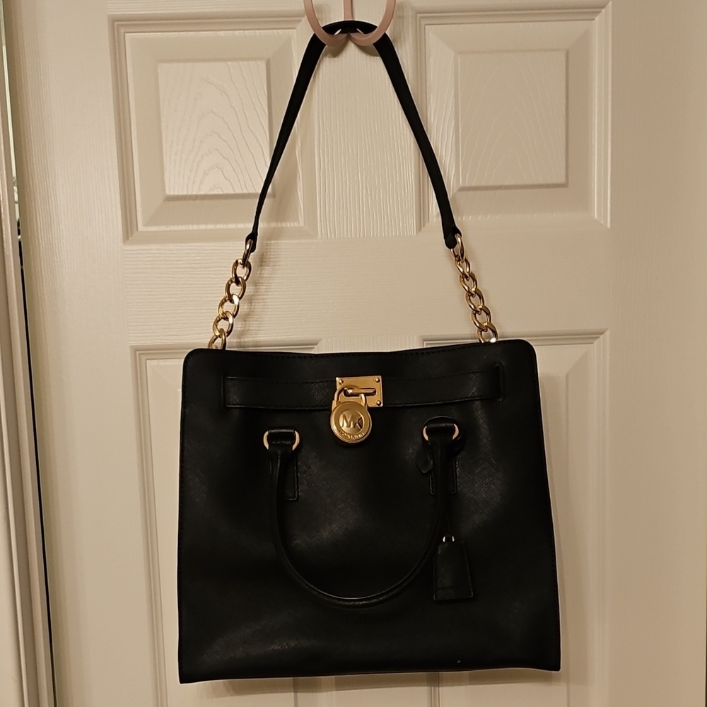 Michael Kors Black Shoulder Bag with Gold Chain